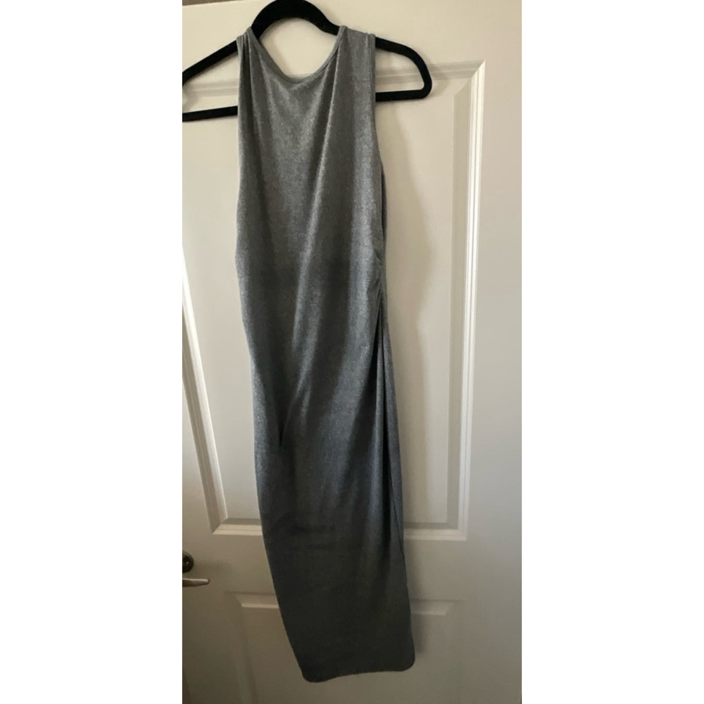 Women's Gray Pleated‎ Fitted Maxi Dress